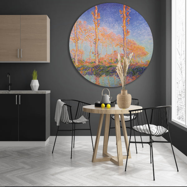 Populieren - Claude Monet aluminium muurcirkel