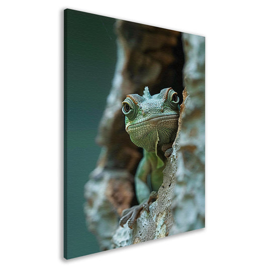 Kameleon Verstopt in Boomholte canvas