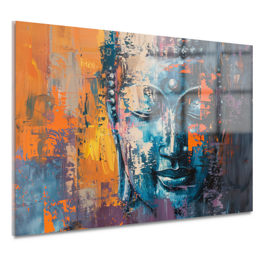 Moderne abstracte interpretatie van Boeddha in kleur acrylglas