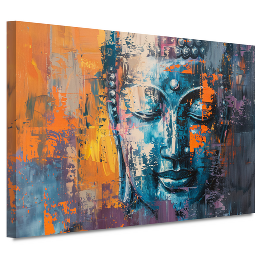 Moderne abstracte interpretatie van Boeddha in kleur canvas
