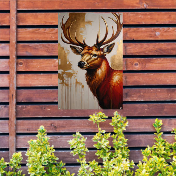 Majestueus hert met gouden gewei tuinposter