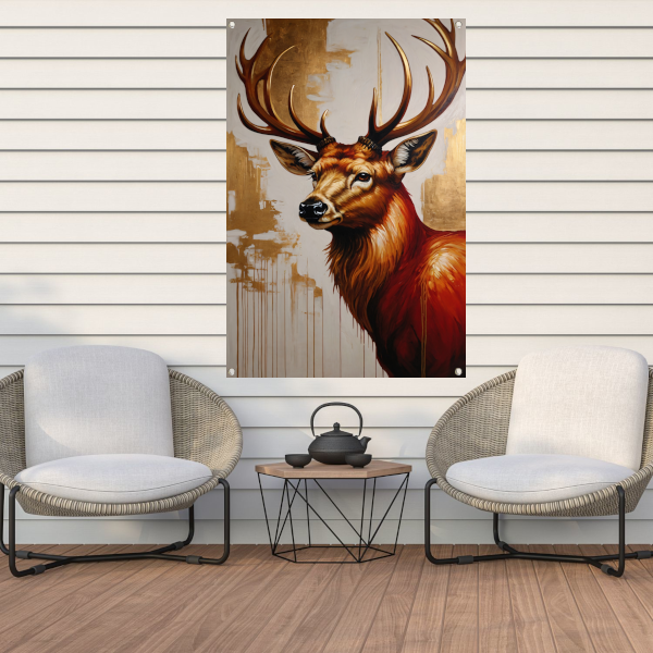 Majestueus hert met gouden gewei tuinposter