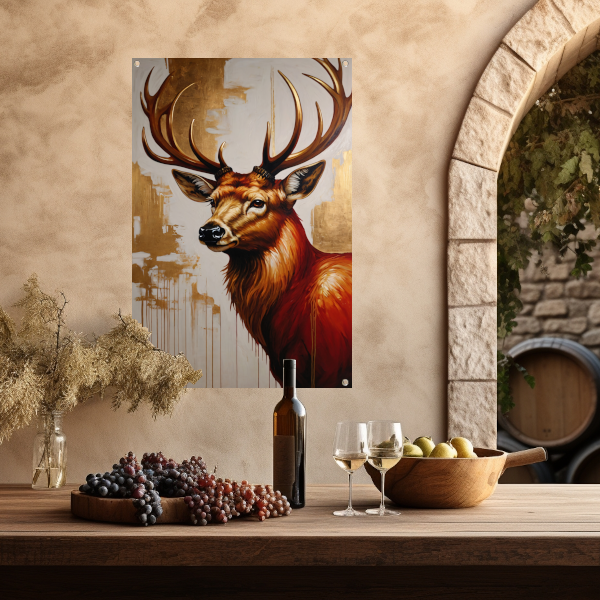 Majestueus hert met gouden gewei tuinposter
