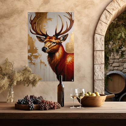 Majestueus hert met gouden gewei tuinposter