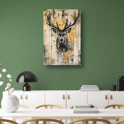 Abstract hertenportret met dynamische verfspetters canvas