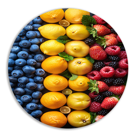 Mondriaans Kleurrijk Fruitcompositie forex muurcirkel