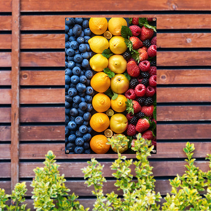 Mondriaans Kleurrijk Fruitcompositie tuinposter