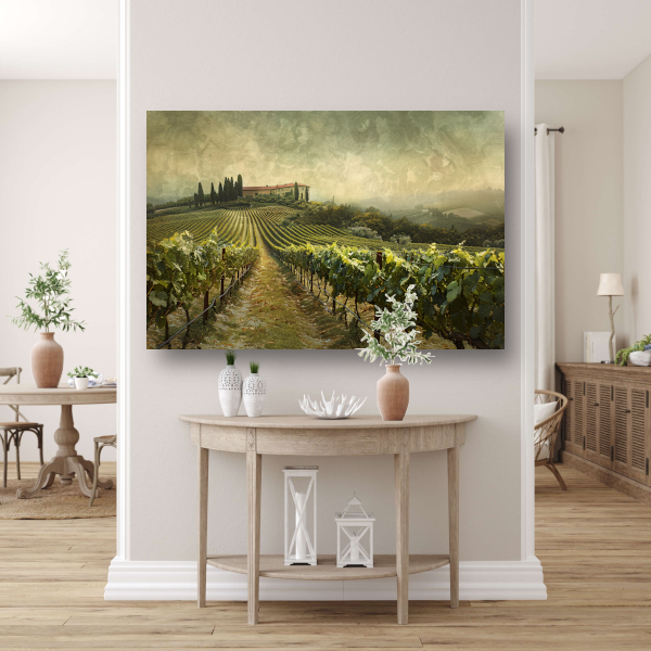 Klassieke wijngaard met Provençaals huis poster