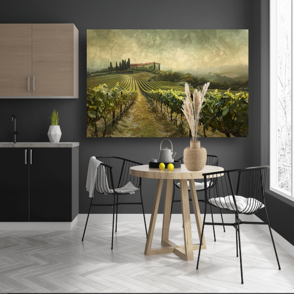 Klassieke wijngaard met Provençaals huis poster