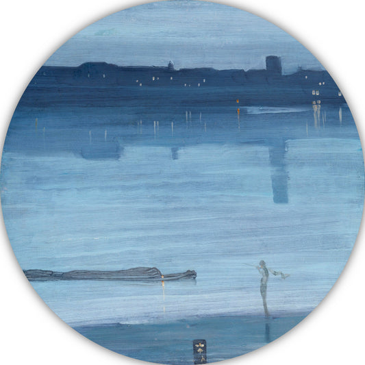 Blauw en zilver - Chelsea - James Abbott McNeill Whistler aluminium muurcirkel