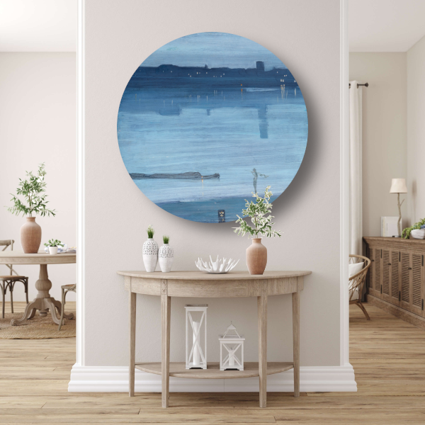 Blauw en zilver - Chelsea - James Abbott McNeill Whistler aluminium muurcirkel