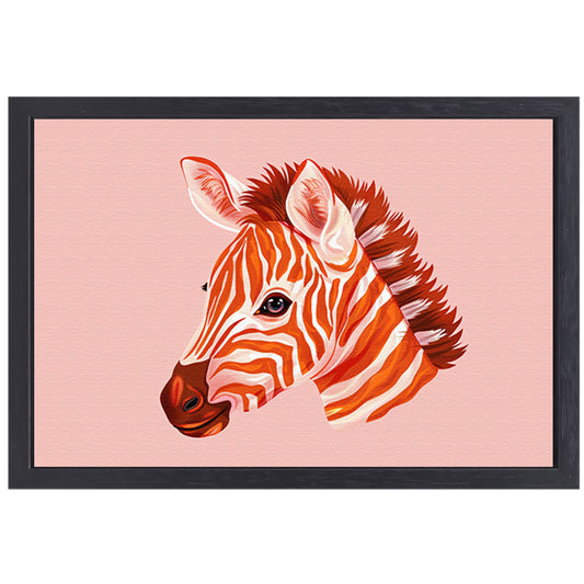Moderne kleurrijke zebra illustratie schilderij canvas met baklijst