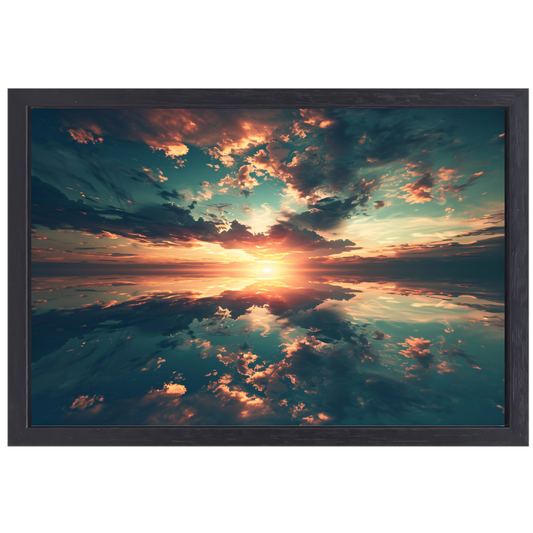 Zonsondergang Boven Kalme Oceaan canvas met baklijst
