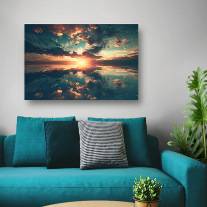 Zonsondergang Boven Kalme Oceaan canvas