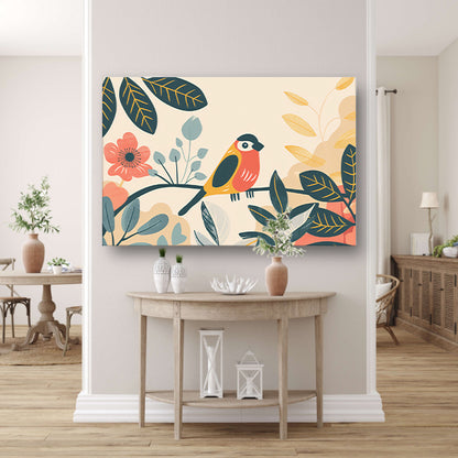 Gestileerde vogel tussen kleurrijke bladeren acrylglas