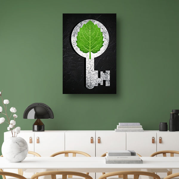 Groene Sleutel in een Stenen Omlijsting canvas