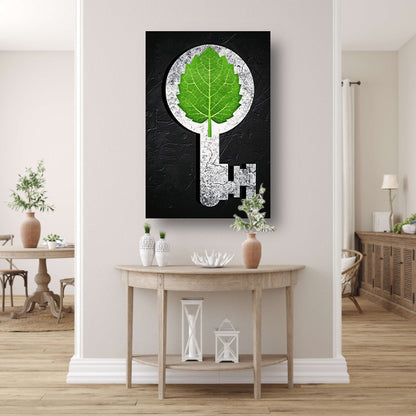 Groene Sleutel in een Stenen Omlijsting canvas