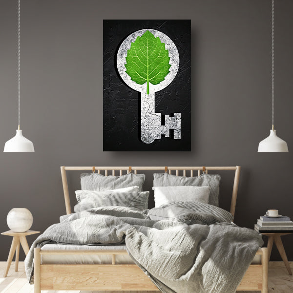 Groene Sleutel in een Stenen Omlijsting canvas