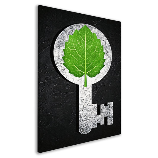 Groene Sleutel in een Stenen Omlijsting canvas