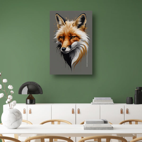 Moderne Vos in Levendige Kleuren canvas met baklijst