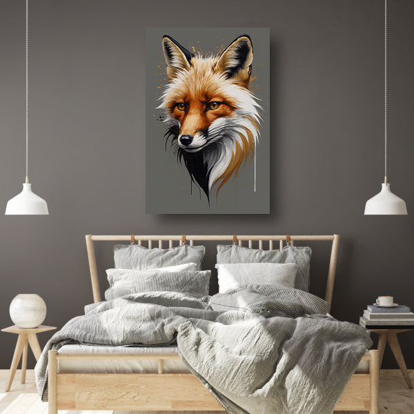 Moderne Vos in Levendige Kleuren canvas met baklijst