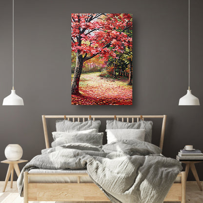 Abstract schilderij van herfstlandschap canvas met baklijst
