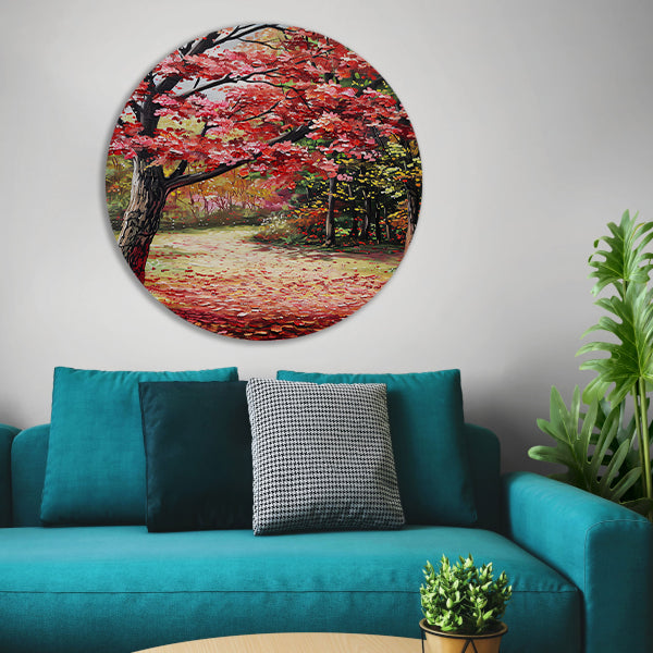 Abstract schilderij van herfstlandschap forex muurcirkel