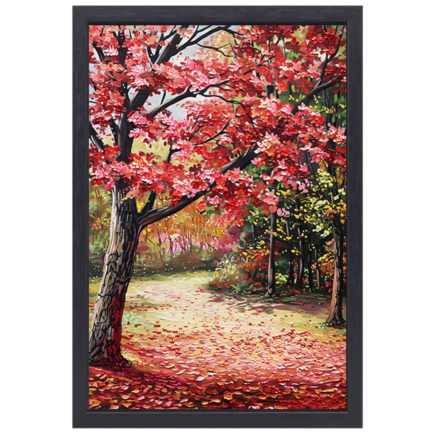 Abstract schilderij van herfstlandschap canvas met baklijst