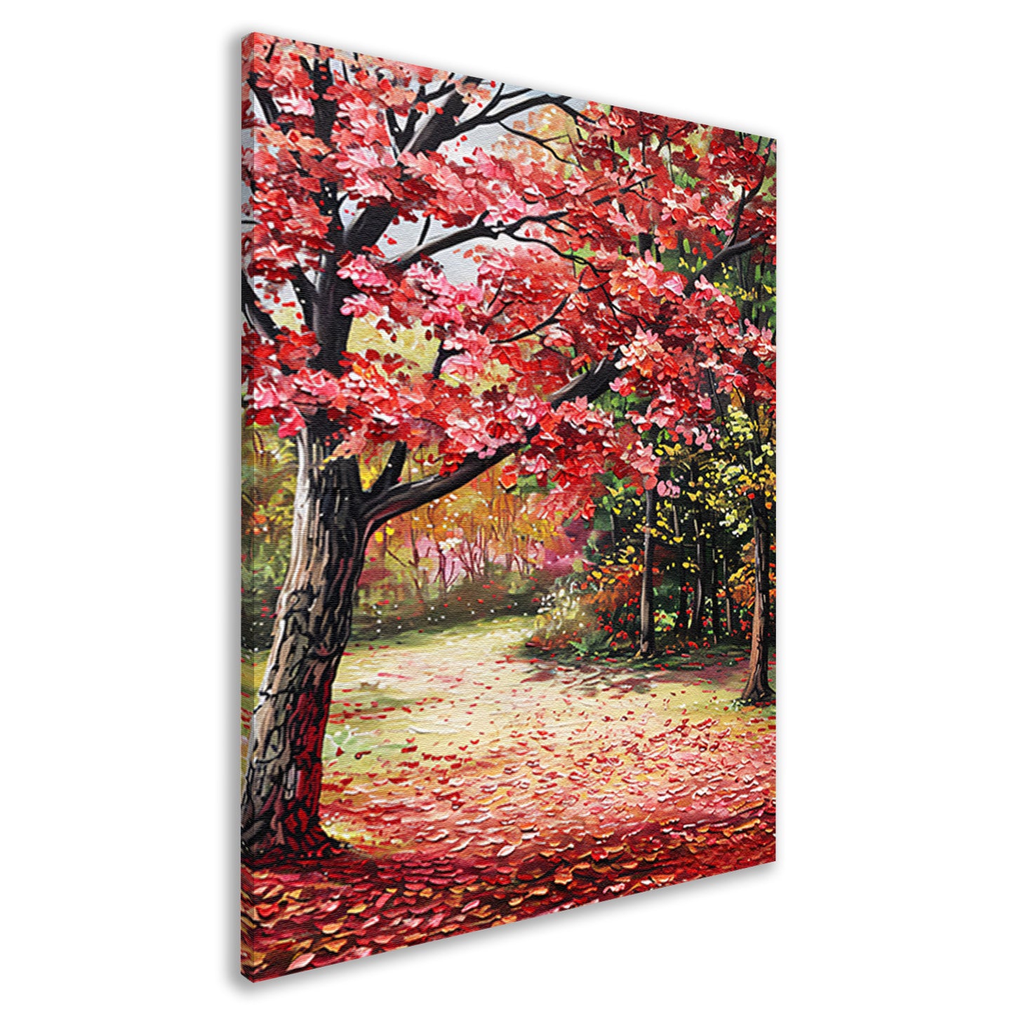 Abstract schilderij van herfstlandschap canvas