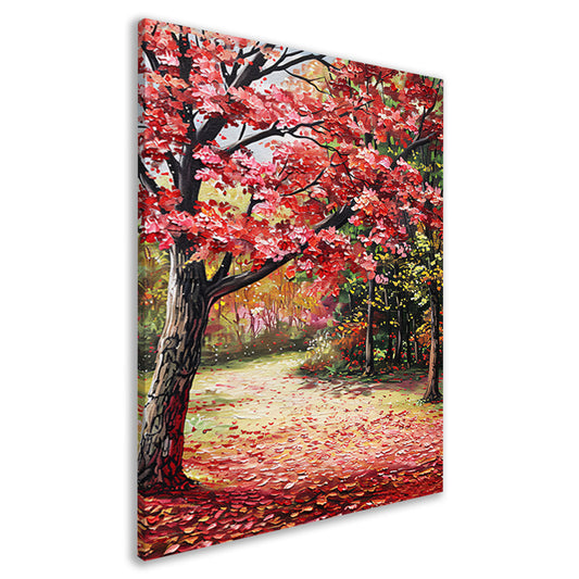 Abstract schilderij van herfstlandschap canvas