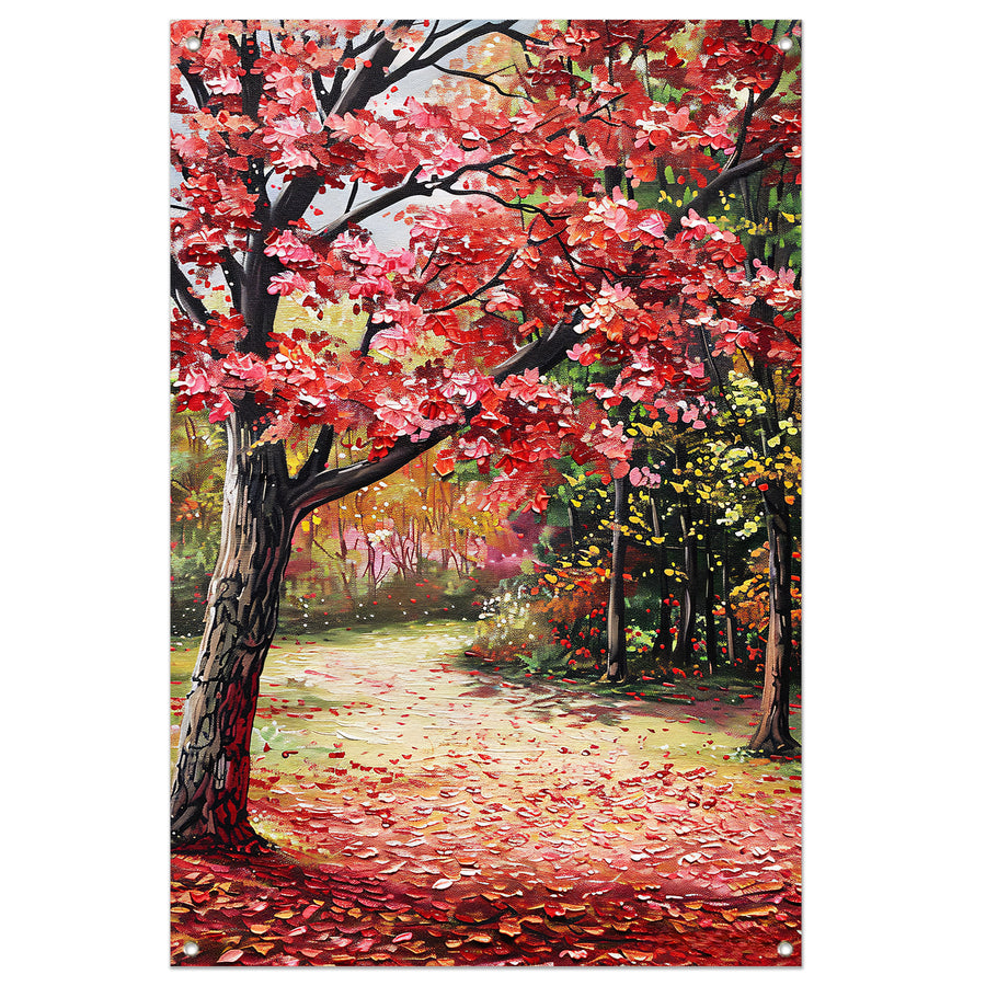 Abstract schilderij van herfstlandschap tuinposter
