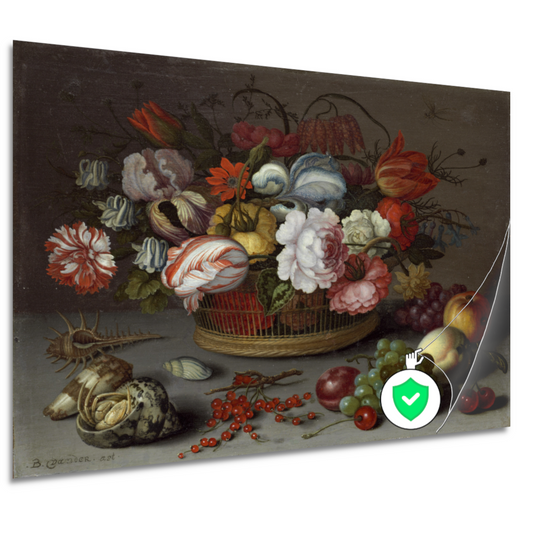 Mand met bloemen - Balthasar van der Ast poster
