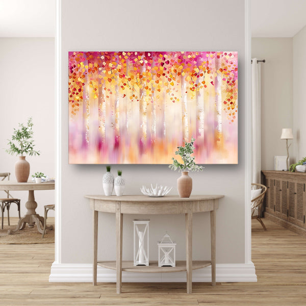 Abstract schilderij van kleurrijk herfstbos canvas