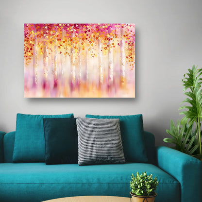 Abstract schilderij van kleurrijk herfstbos canvas