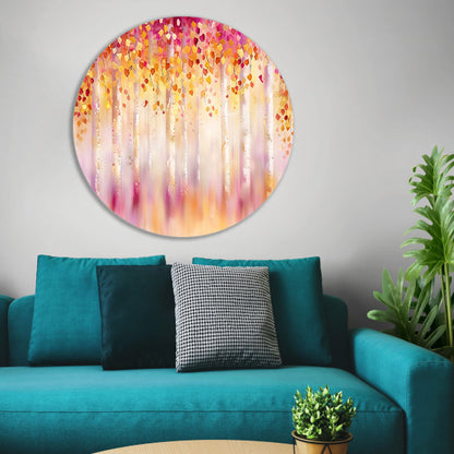 Abstract schilderij van kleurrijk herfstbos forex muurcirkel