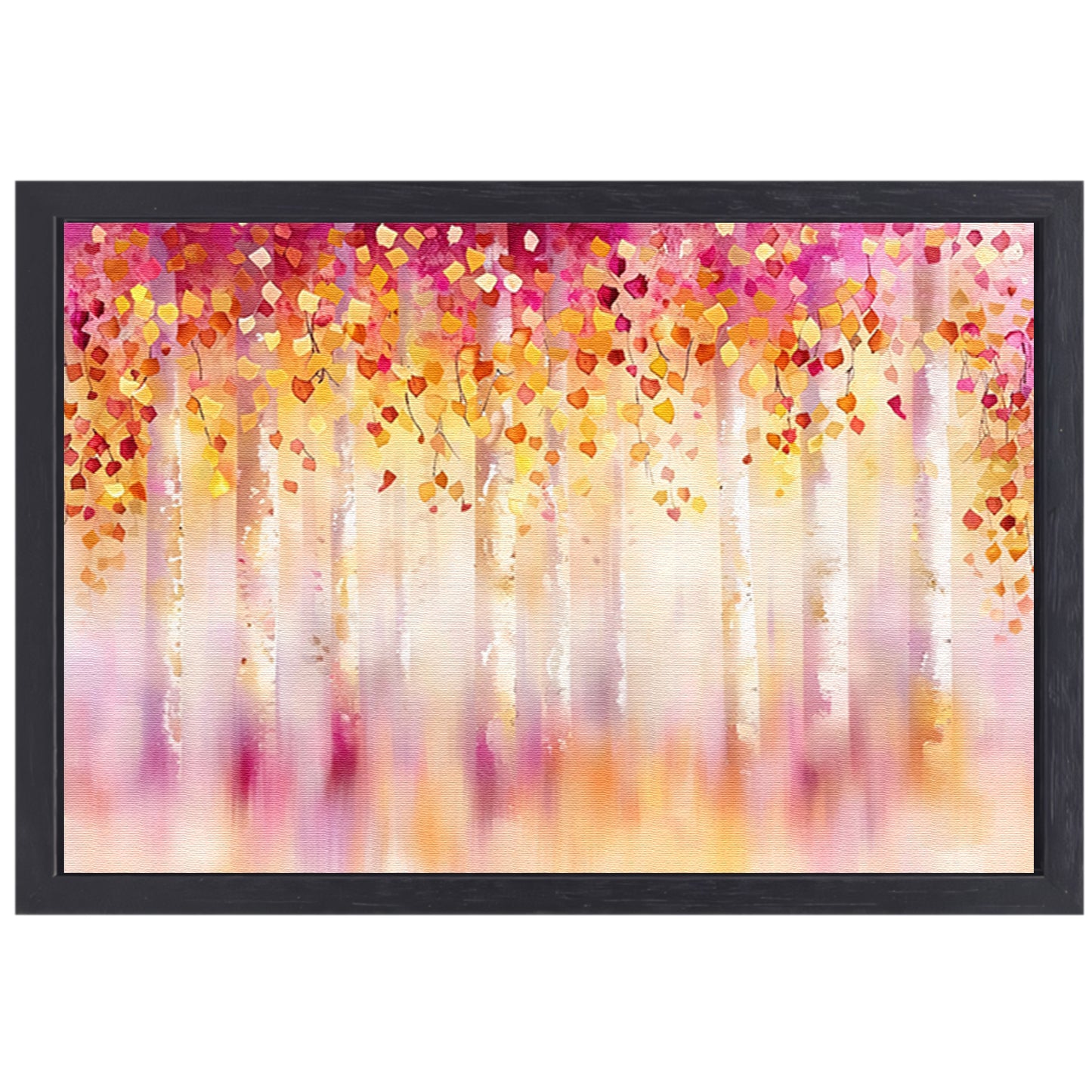 Abstract schilderij van kleurrijk herfstbos canvas met baklijst
