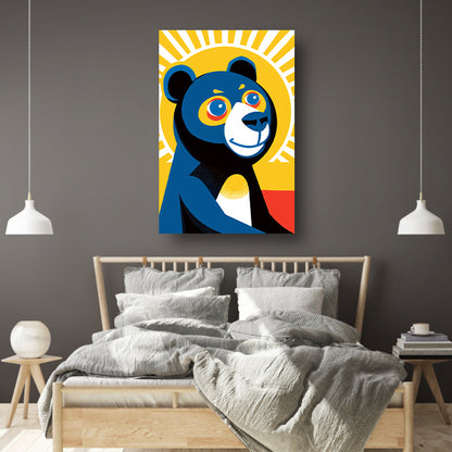 Blauwe Beer in Abstract Zonneschijn poster