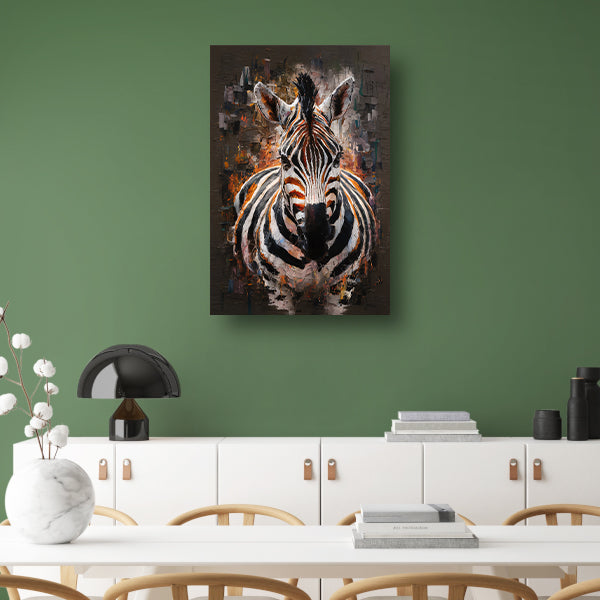 Expressieve Zebra in Abstracte Kleurenpracht canvas