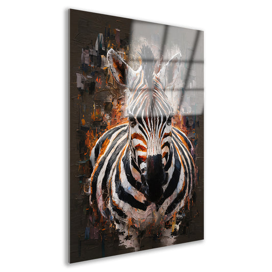 Expressieve Zebra in Abstracte Kleurenpracht acrylglas
