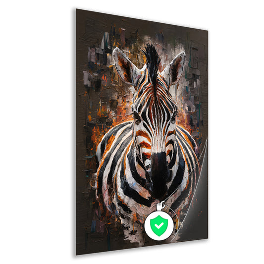 Expressieve Zebra in Abstracte Kleurenpracht poster