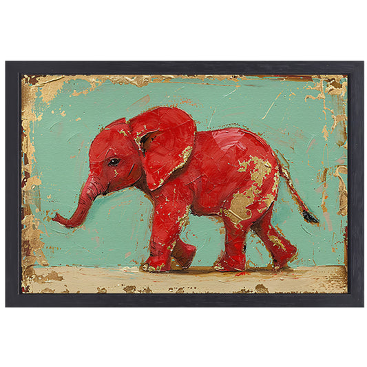 Kleurrijke abstracte schilderij van olifant canvas met baklijst