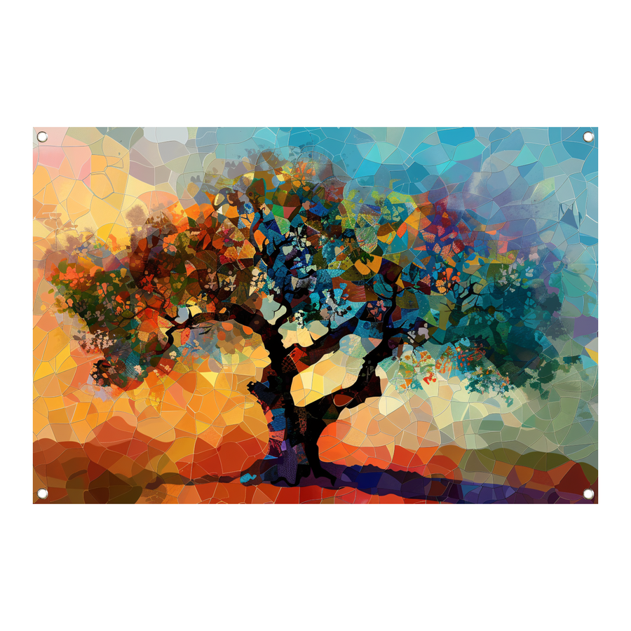 Art Nouveau Glas-in-lood Boom tuinposter