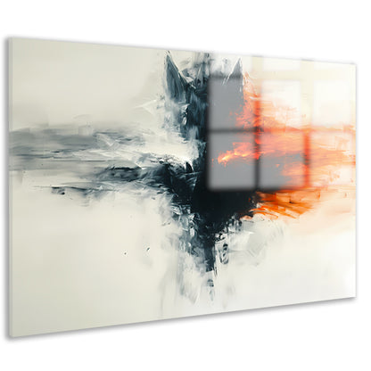 Abstract schilderij van wolf met vurige kleuren acrylglas