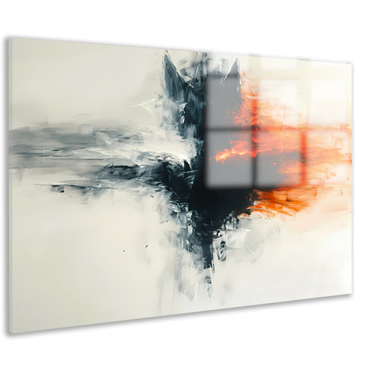 Abstract schilderij van wolf met vurige kleuren acrylglas