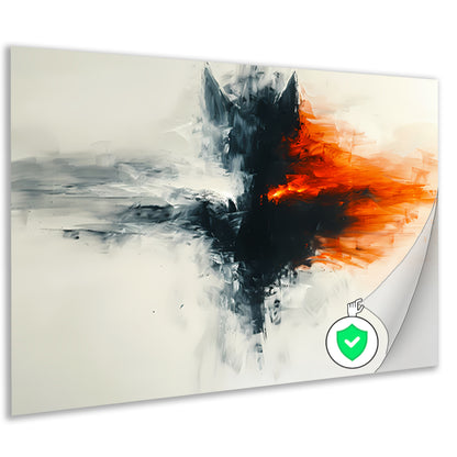 Abstract schilderij van wolf met vurige kleuren poster