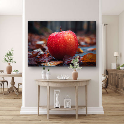 Rode appel bedekt met dauw in herfst acrylglas