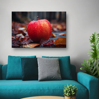 Rode appel bedekt met dauw in herfst acrylglas