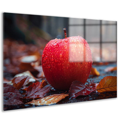 Rode appel bedekt met dauw in herfst acrylglas