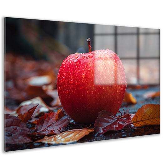 Rode appel bedekt met dauw in herfst acrylglas