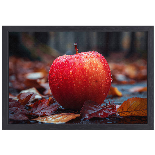 Rode appel bedekt met dauw in herfst canvas met baklijst